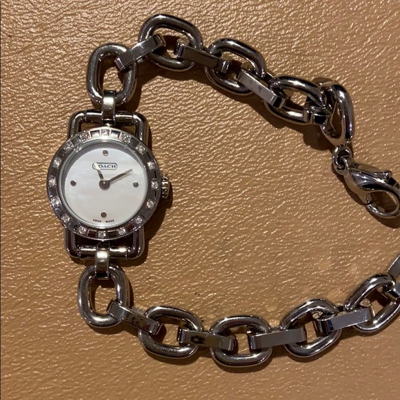 Coach Stainless Steel Link Watch with Crystals - Picture 2 of 6